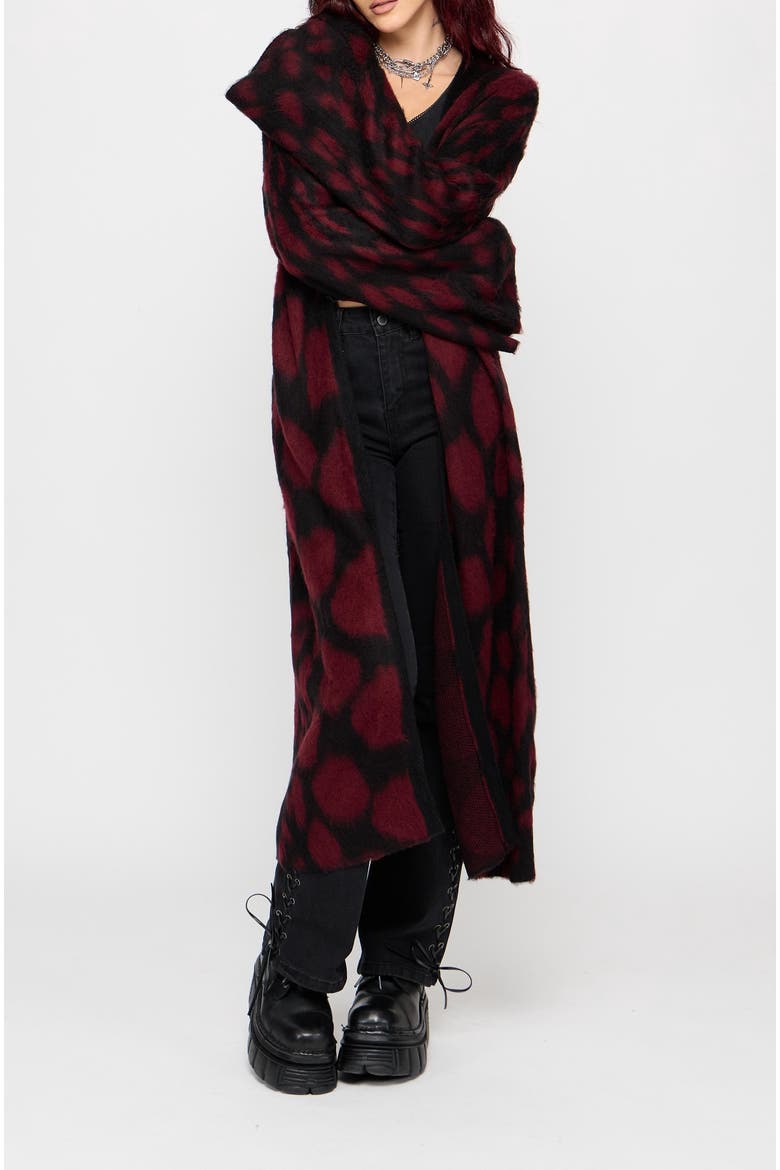 Adder Scales Jacquard Longline Cardigan, Alternate, color, Burgundy