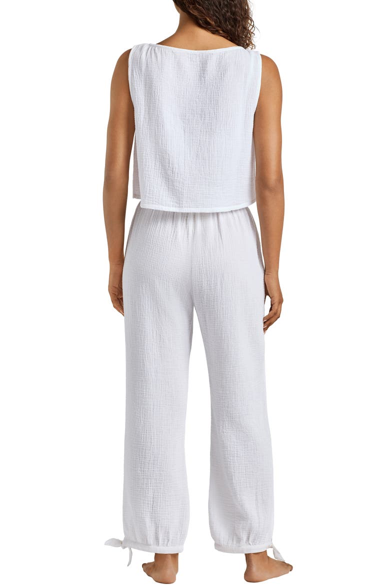 Sleeveless Cotton Top & Wide Leg Pants Cover-Up Set, Alternate, color, WHITE