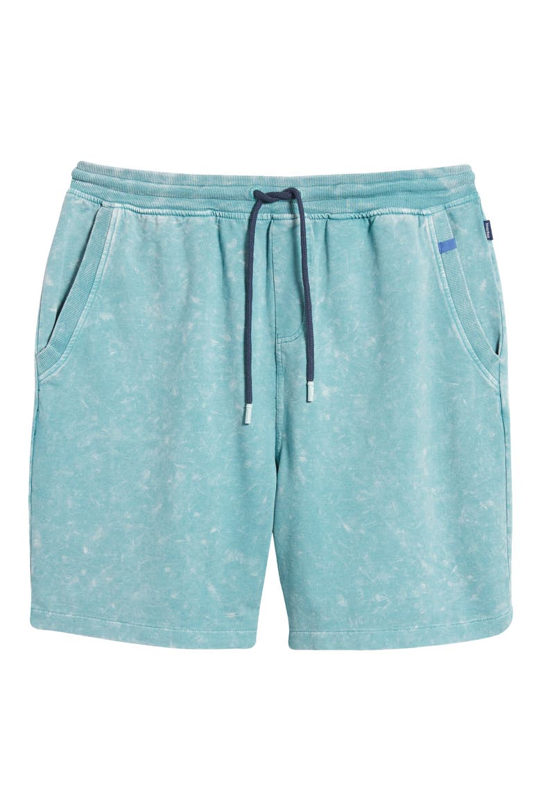 Acid Wash Fleece Drawstring Shorts, Alternate, color, CORAL BLUE