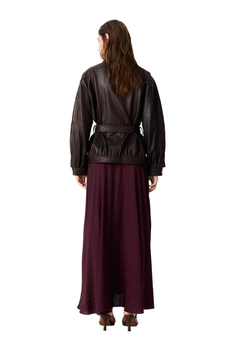 Oversize gold-button leather jacket, Alternate, color, Brown