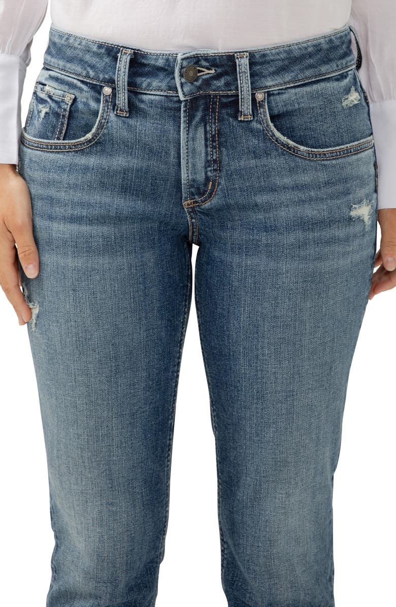 Silver Jeans Co. Curvy Mid Rise Boyfriend Jeans, Alternate, color, Indigo