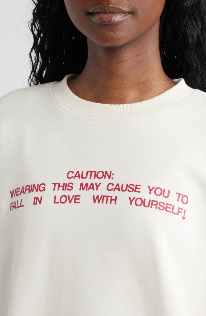 THE MAYFAIR GROUP Self Love Club Fleece Graphic Sweatshirt, Alternate, color, Cream