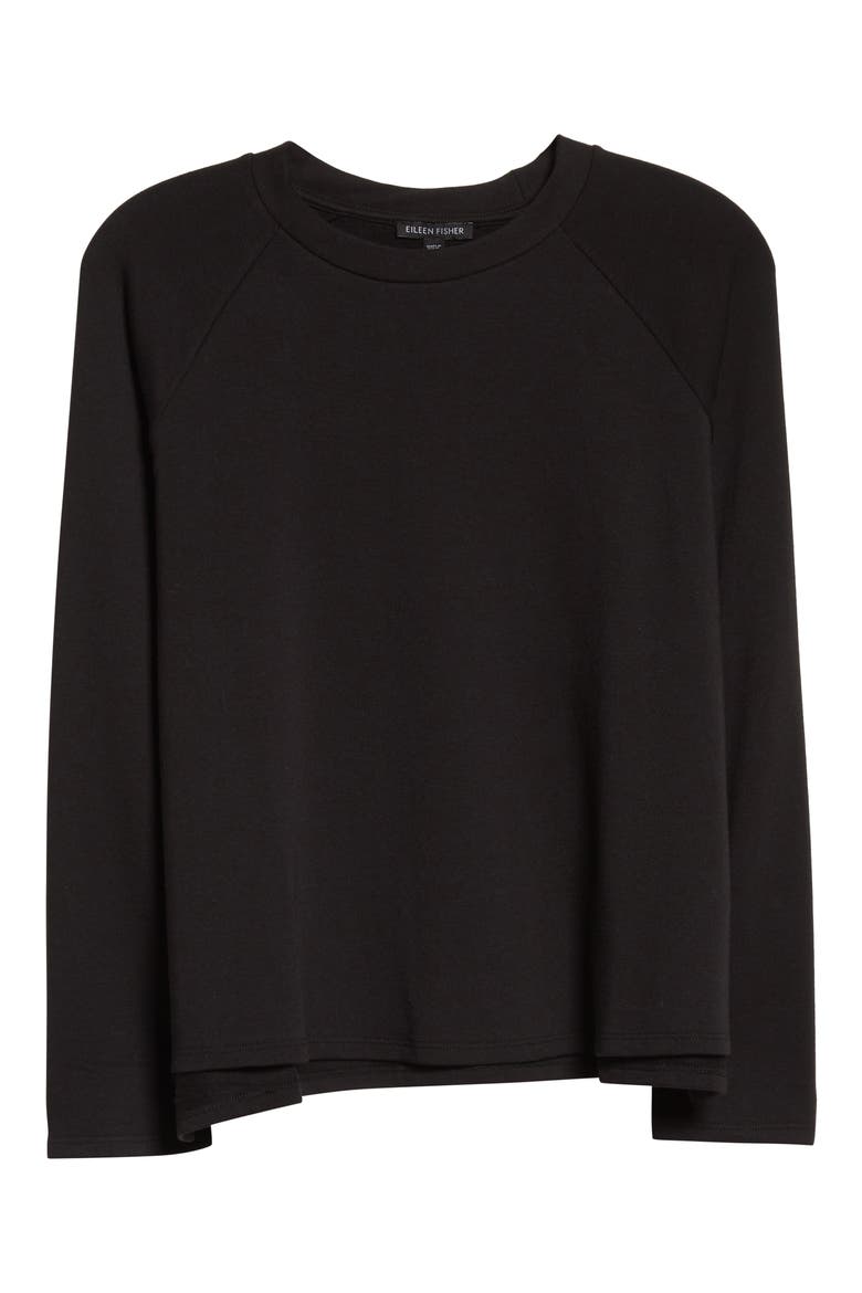 Raglan Crewneck Fleece Sweatshirt, Alternate, color, BLACK