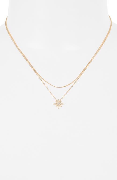 Argento Vivo Set Of 2 Cz Star Layered Chain Necklace In Gold
