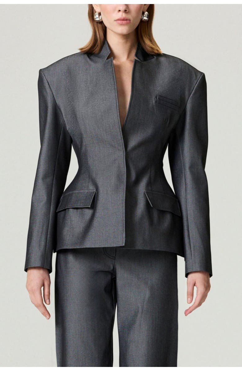 Nocturne Structured Padded High-Neck Jacket, Main, color, Anthracite