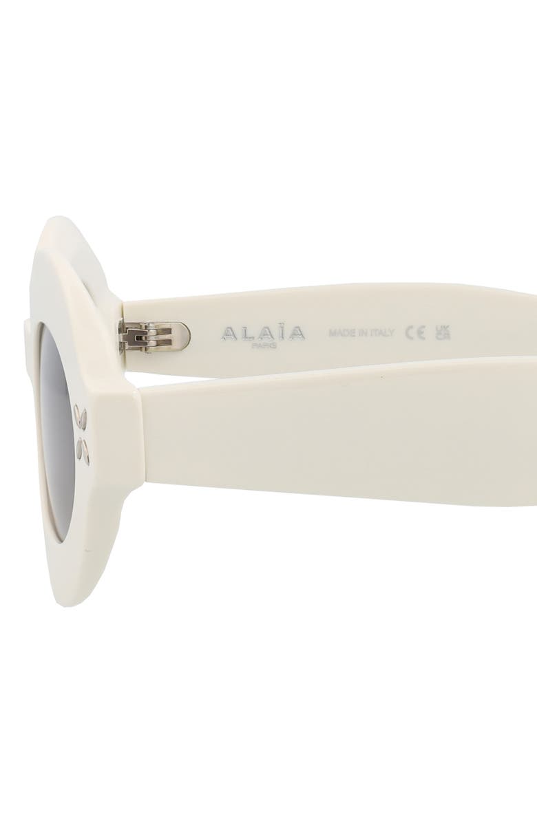 Alaïa 49mm Oval Sunglasses, Alternate, color, Ivory Ivory Grey