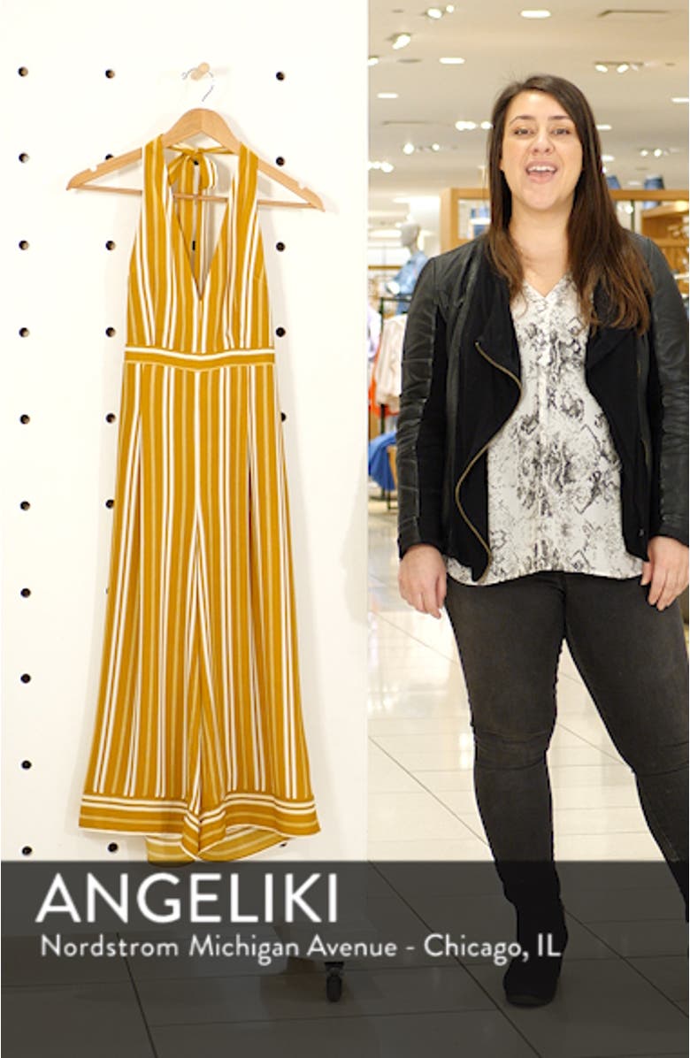 Stripe Halter Top Wide Leg Crop Jumpsuit, sales video thumbnail