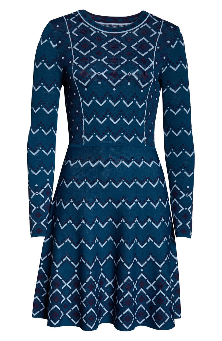 Eliza J Fit & Flare Long Sleeve Sweater Dress, Alternate, color, 