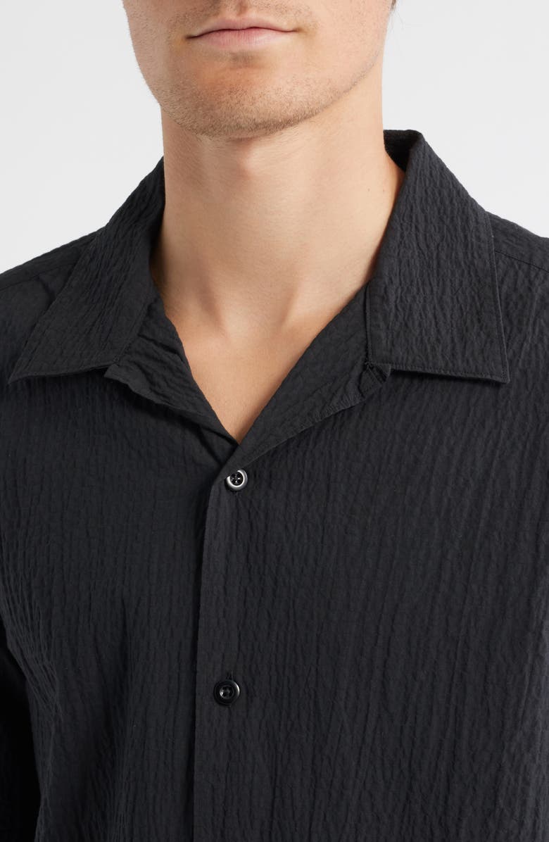 NN07 Julio 5721 Cotton Seersucker Camp Shirt, Alternate, color, Black