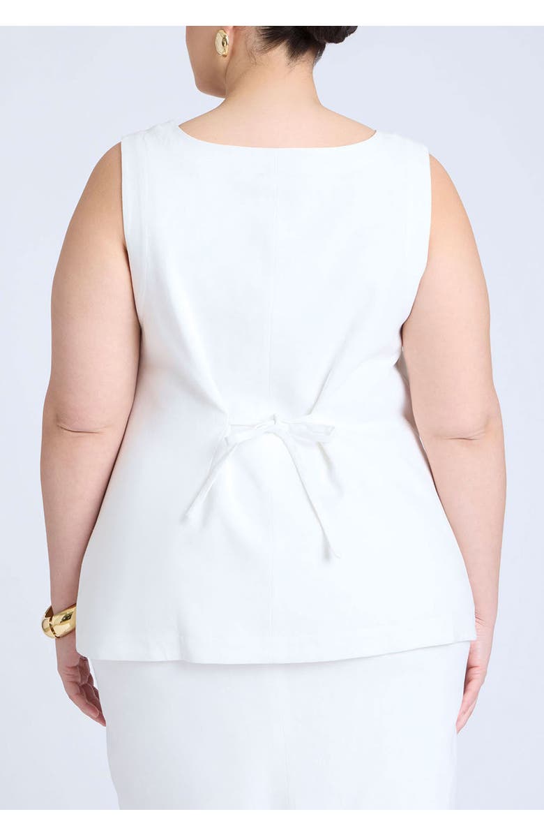 ELOQUII Square Neck Scoop Hem Linen Blend Vest, Alternate, color, Snow White