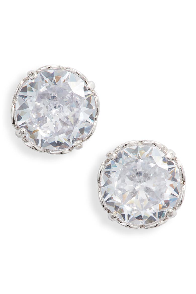 that sparkle round stud earrings, Main, color, CLEAR/ SILVER