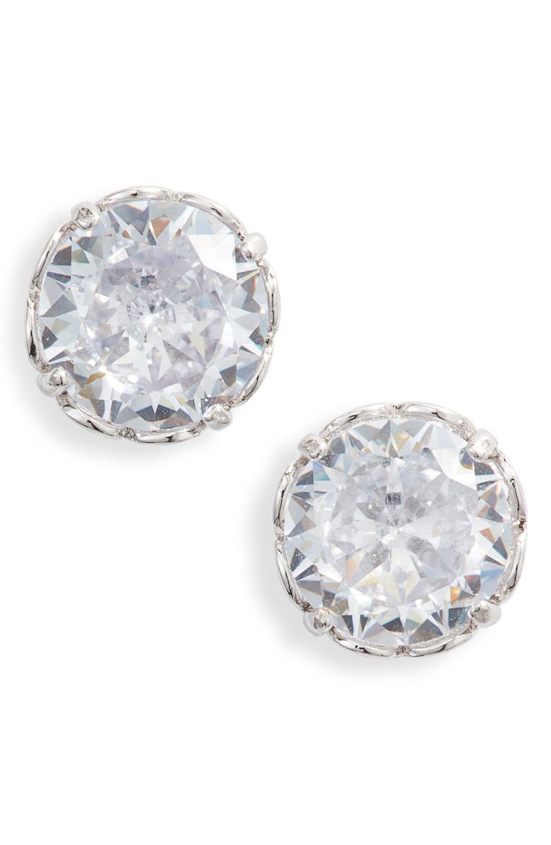 Kate Spade New York that sparkle round stud earrings, Main, color, Clear/ Silver