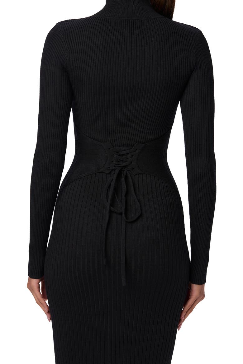 Back Corset Rib Long Sleeve Sweater Dress, Alternate, color, BLACK
