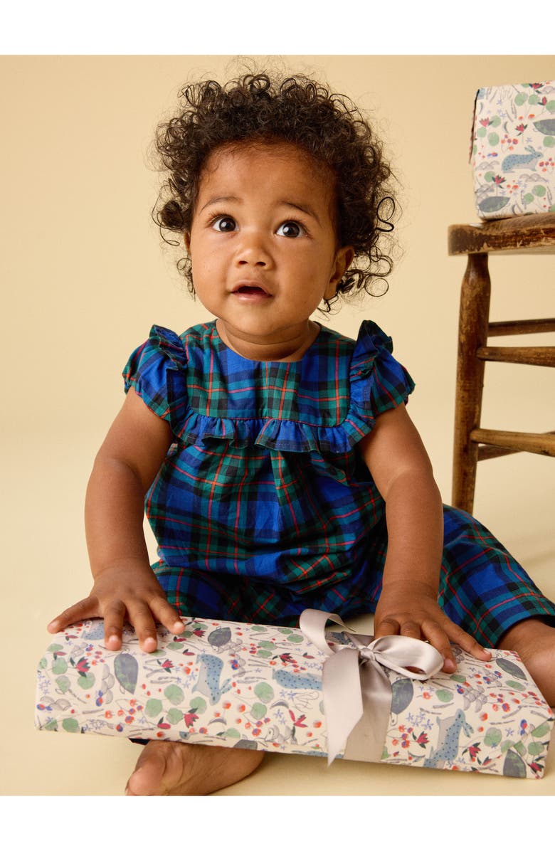 Tea Collection Plaid Ruffle Baby Romper, Alternate, color, Busan Holiday Plaid