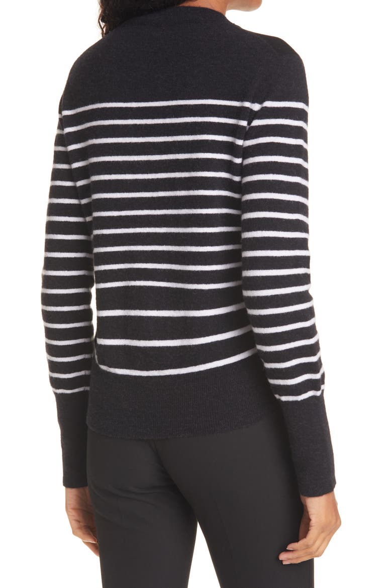 Stripe Crewneck Sweater, Alternate, color, BLACK/ WHITE