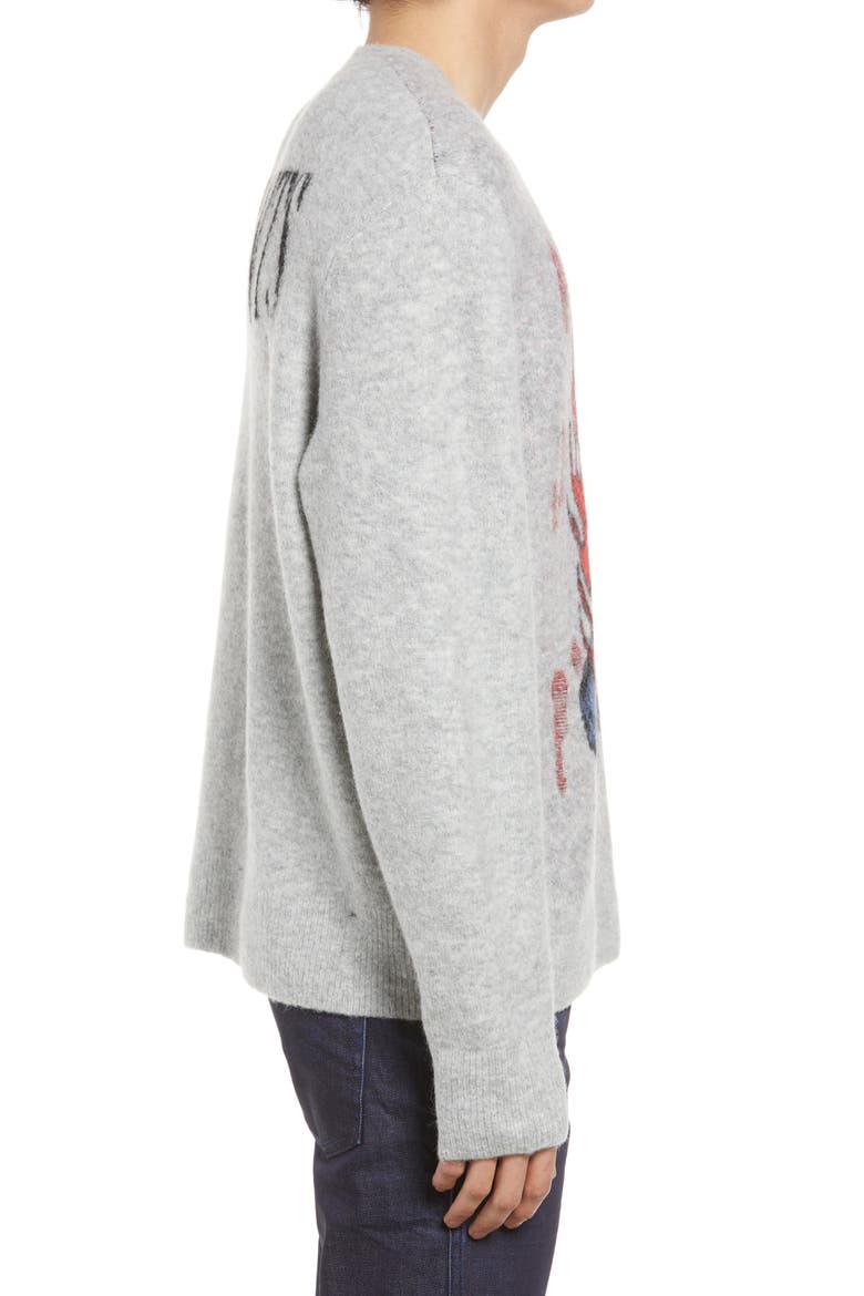 Men's Viper Saints Distressed Intarsia Sweater, Alternate, color, LIGHT GREY MARL