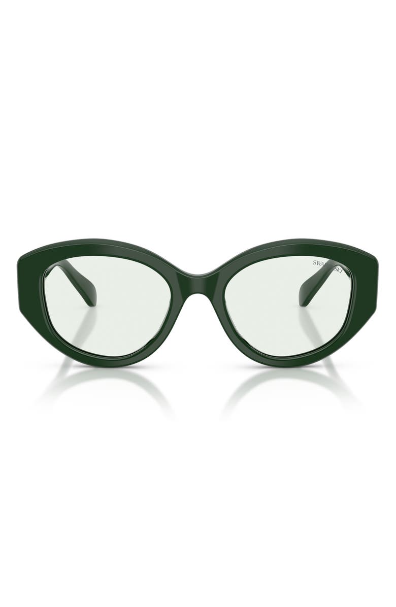 Swarovski 53mm Polarized Irregular Sunglasses, Main, color, Dark Green / Photo Green