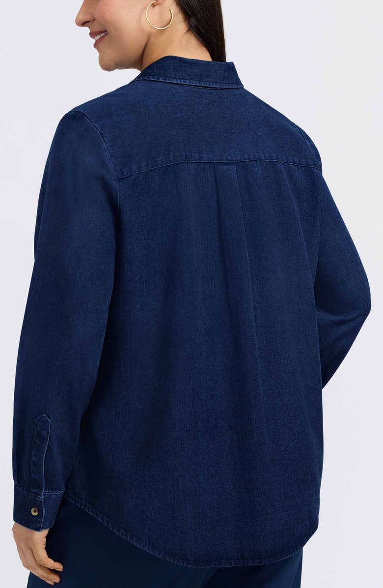 Foxcroft Charlie Denim Button-Up Shirt, Alternate, color, Dark Wash