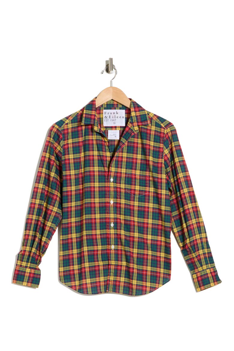Relaxed Fit Button-Up Shirt, Alternate, color, YELLOW RED GREEN PLAID