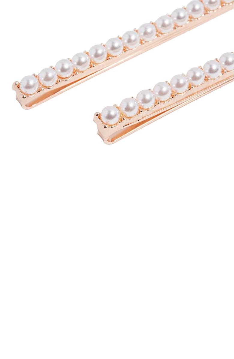 NUME Blush and Pearl Hair Clip Set, Alternate, color, Rose Gold