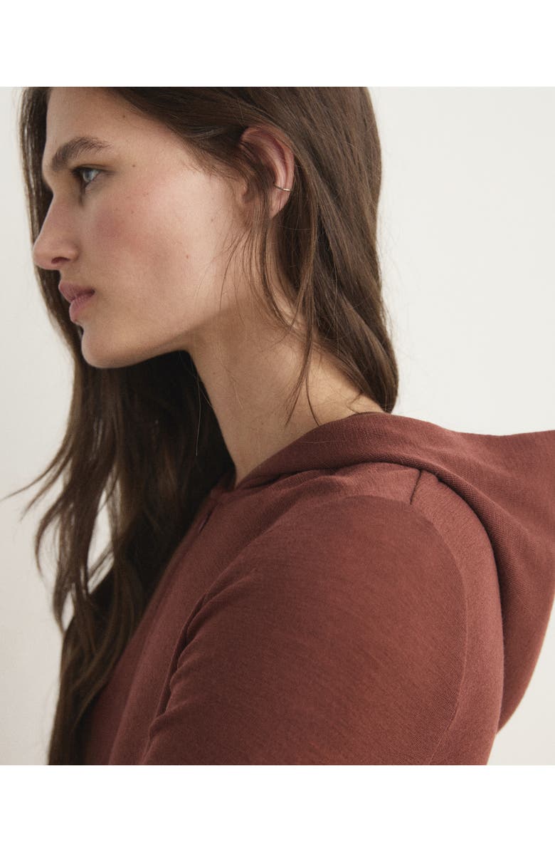 MANGO Wool Zip Hoodie, Alternate, color, Cognac