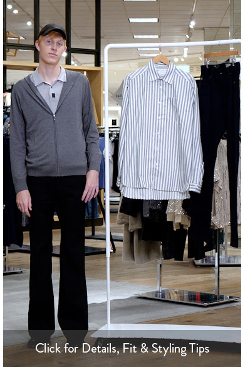 Oversize Stripe Cotton Herringbone Button-Up Shirt video