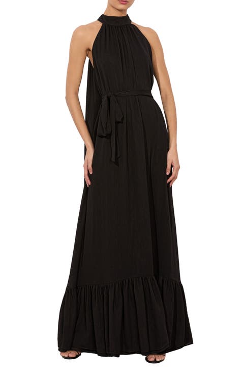 Jovie Tie Waist Sleeveless Cape Maxi Dress