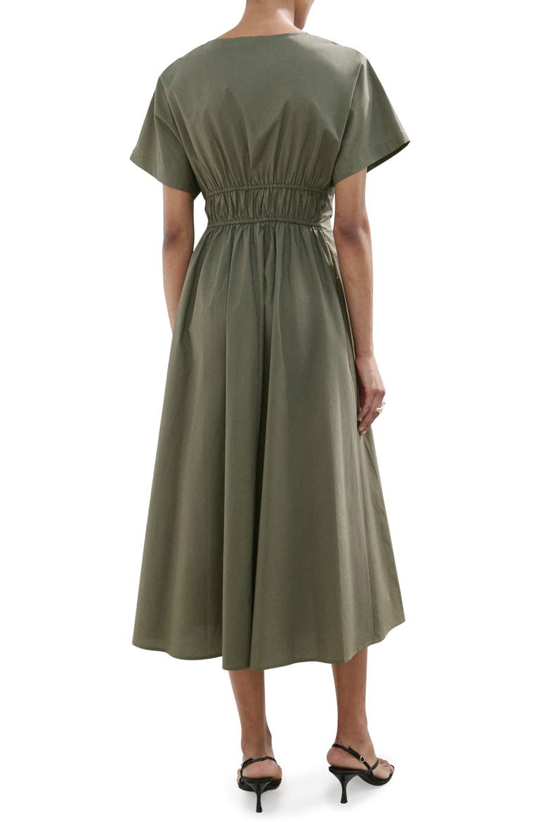 Smocked Poplin Midi Dress, Alternate, color, KHAKI GREEN