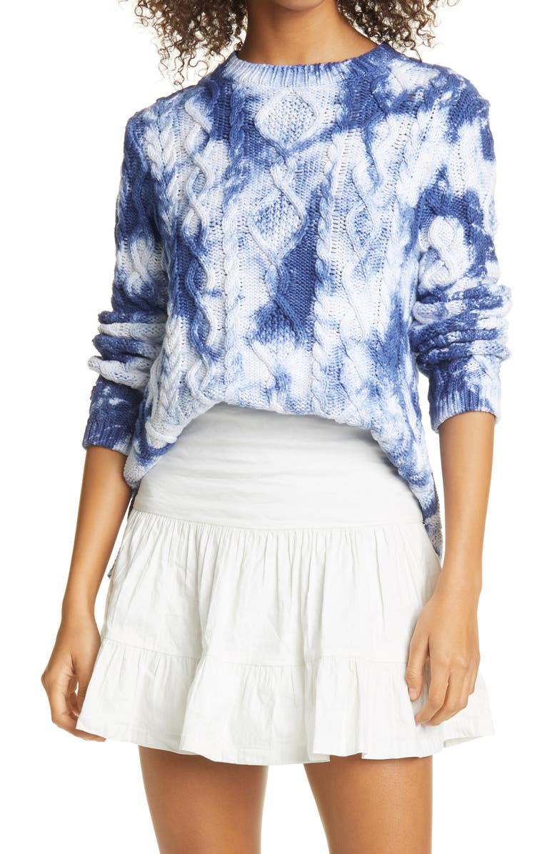 Nicole Miller Tie Dye Cable Knit Sweater, Main, color, 