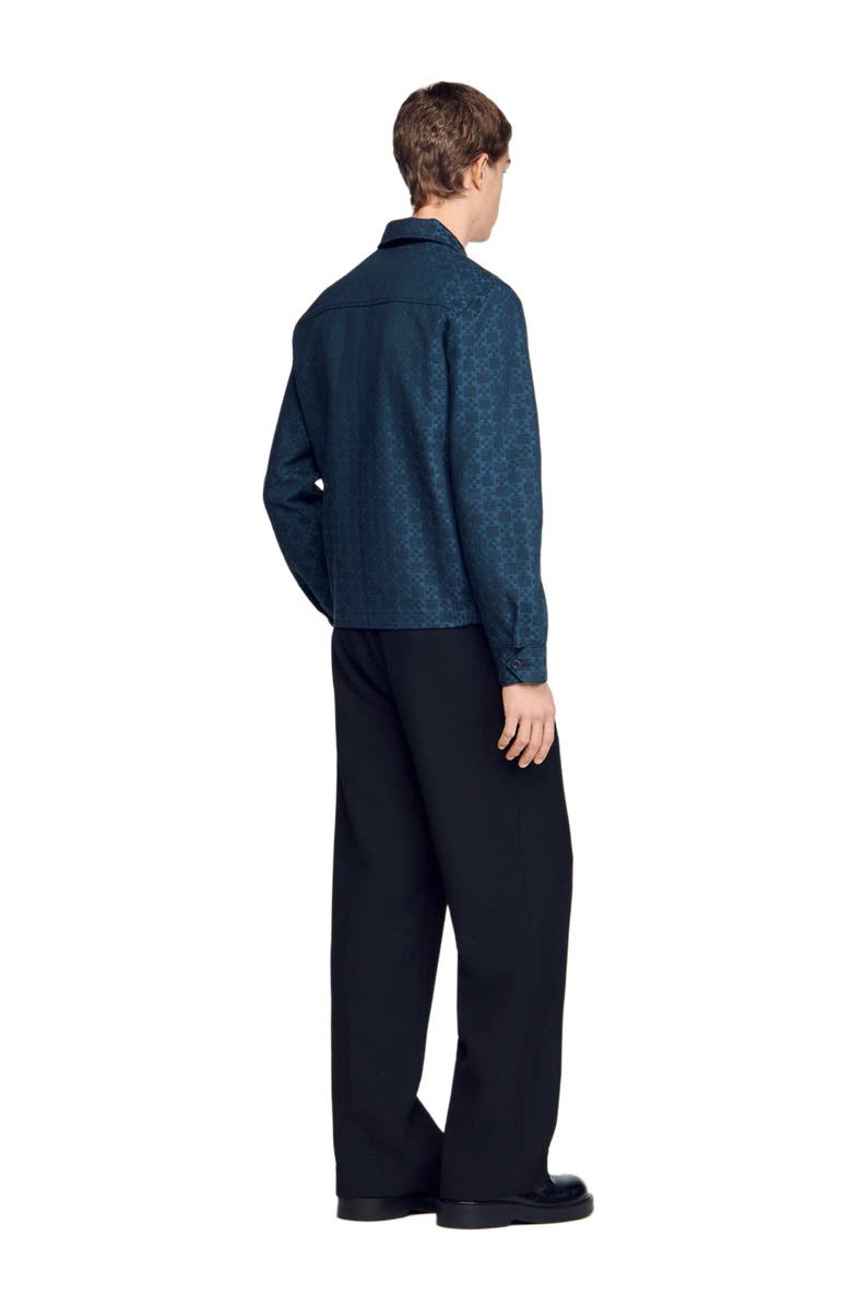 SANDRO Square Cross denim jacket, Alternate, color, Navy Blue