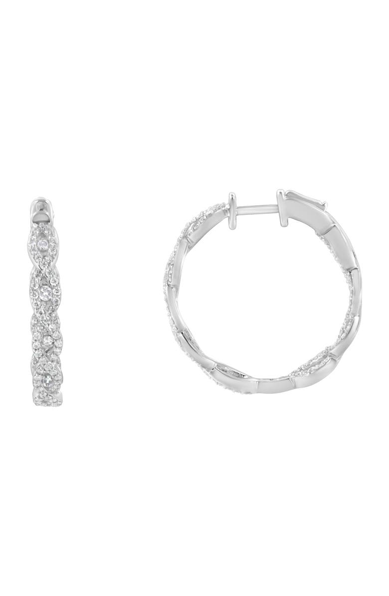 Haus of Brilliance 10K White Gold 1 1/2 cttw Diamond Hoop Earrings, Alternate, color, White