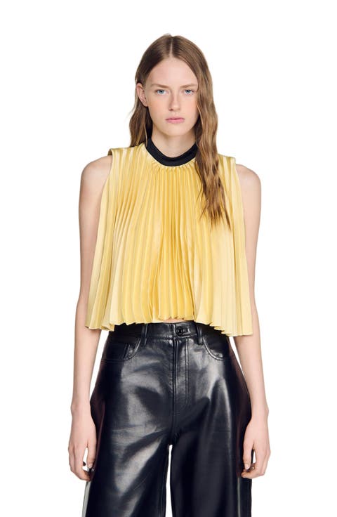 Pleated tie-back top