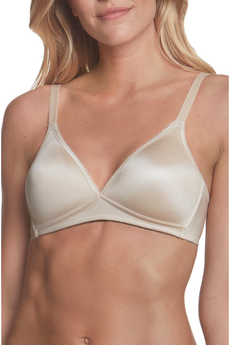 Sara Wire-Free Soft Cup T-Shirt Everyday Comfort Bra with Memory Foam Cups, Main, color, Latte