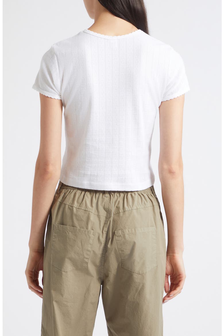 Short Sleeve Cotton Pointelle Cardigan, Alternate, color, WHITE