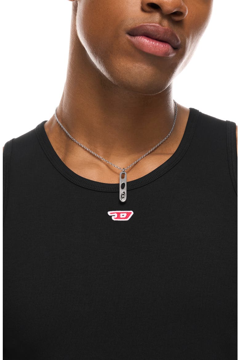 Oval D Bar Pendant Necklace, Alternate, color, SILVER