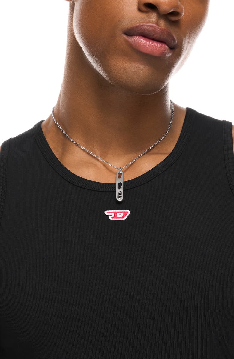 DIESEL<sup>®</sup> Oval D Bar Pendant Necklace, Alternate, color, Silver