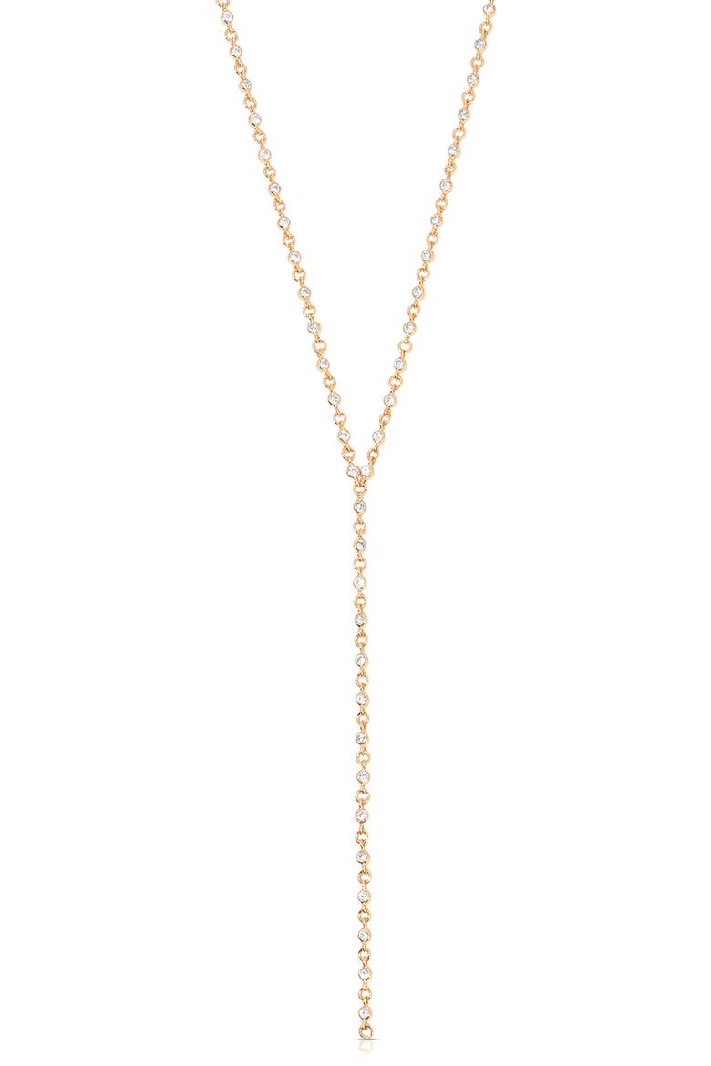 Dainty Cubic Zirconia Disc Chain Y-Necklace, Main, color, GOLD