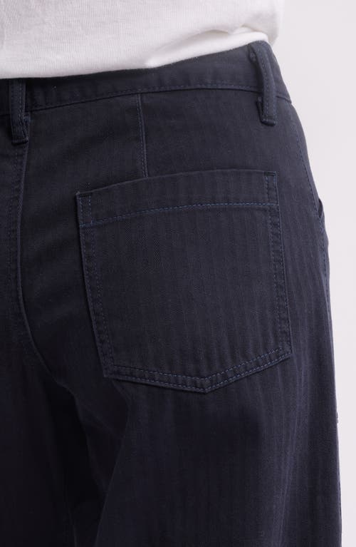 Moussy Vintage Crotona Utility Cotton Ankle Pants In Navy