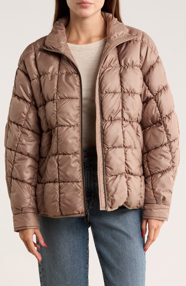 BCBGeneration Zip Quilted Short Puffer Jacket, Alternate, color, Toffee