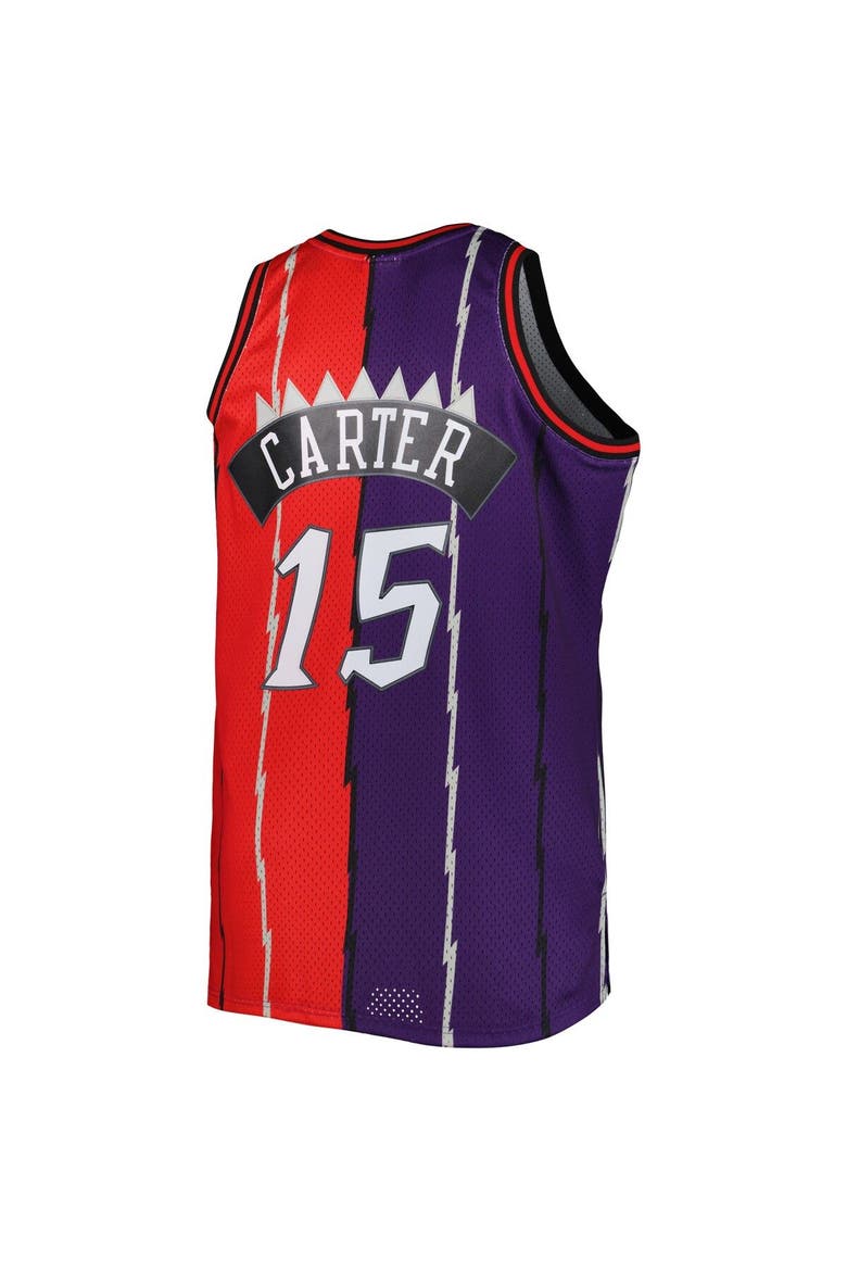 Men's Mitchell & Ness Vince Carter Purple/Red Toronto Raptors Big & Tall Hardwood Classics 1998/99 Split Swingman Jersey, Alternate, color, Purple