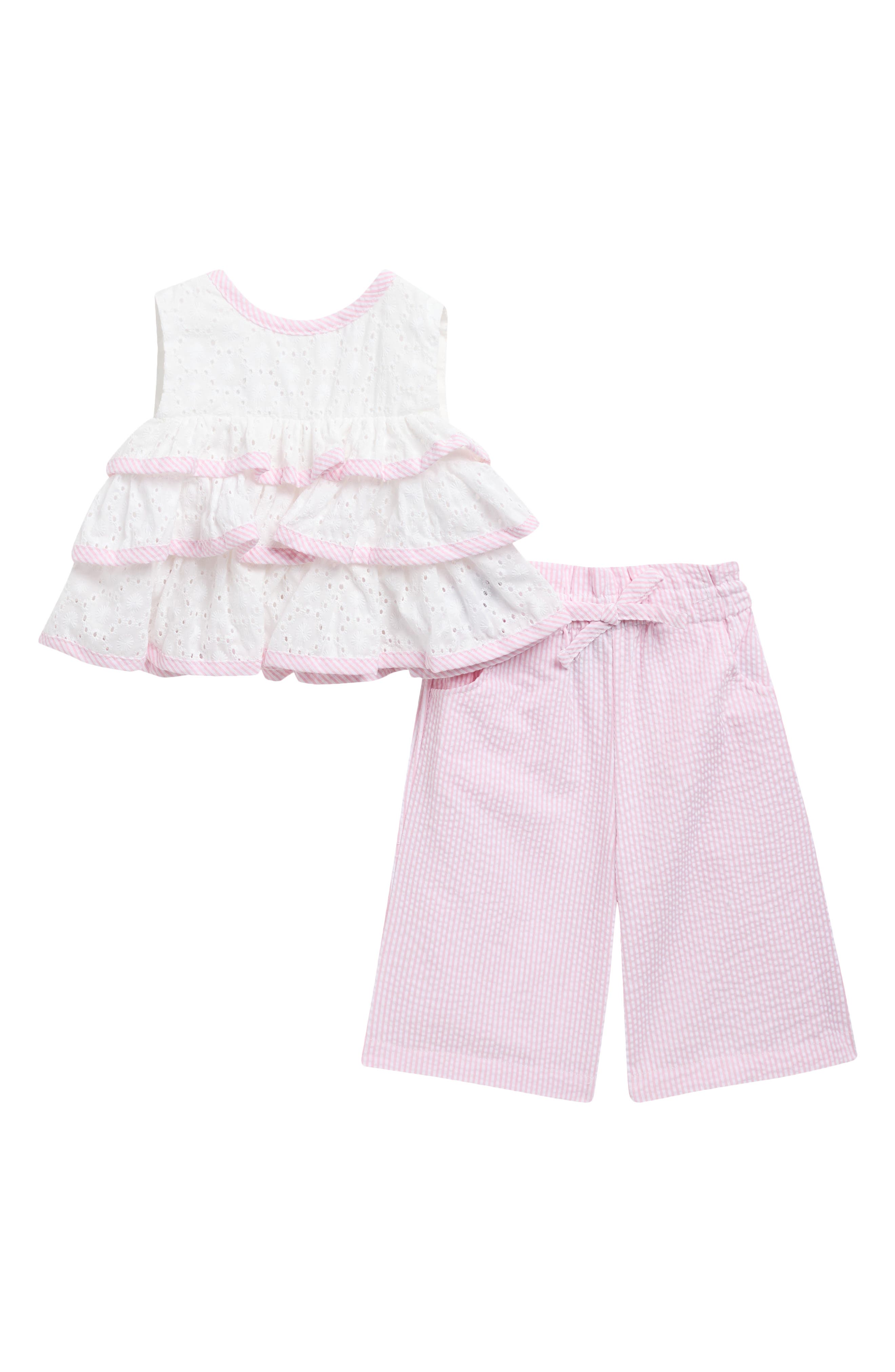 Pippa & Julie Layla Ruffle Eyelet Top & Capri Pants Set