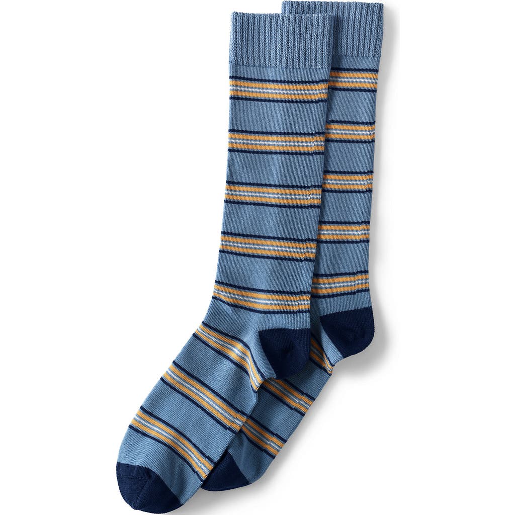 Lands' End Novelty Crew Socks In Sweet Mango Rugby Stripe