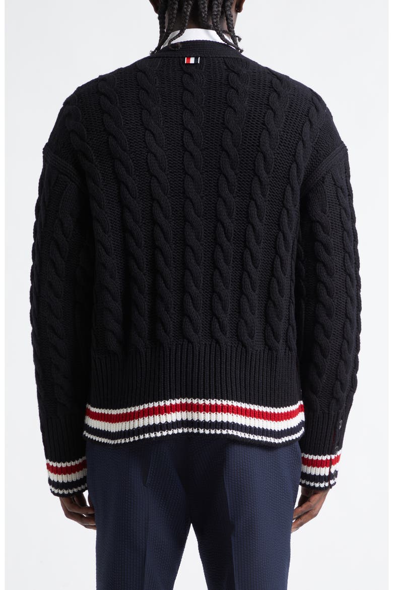 RWB Cable Knit Wool Cardigan, Alternate, color, BLACK