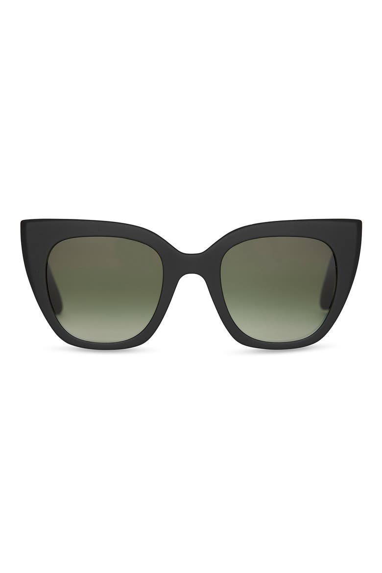 Sydney 50mm Gradient Small Cat Eye Sunglasses, Main, color, MATTE BLACK
