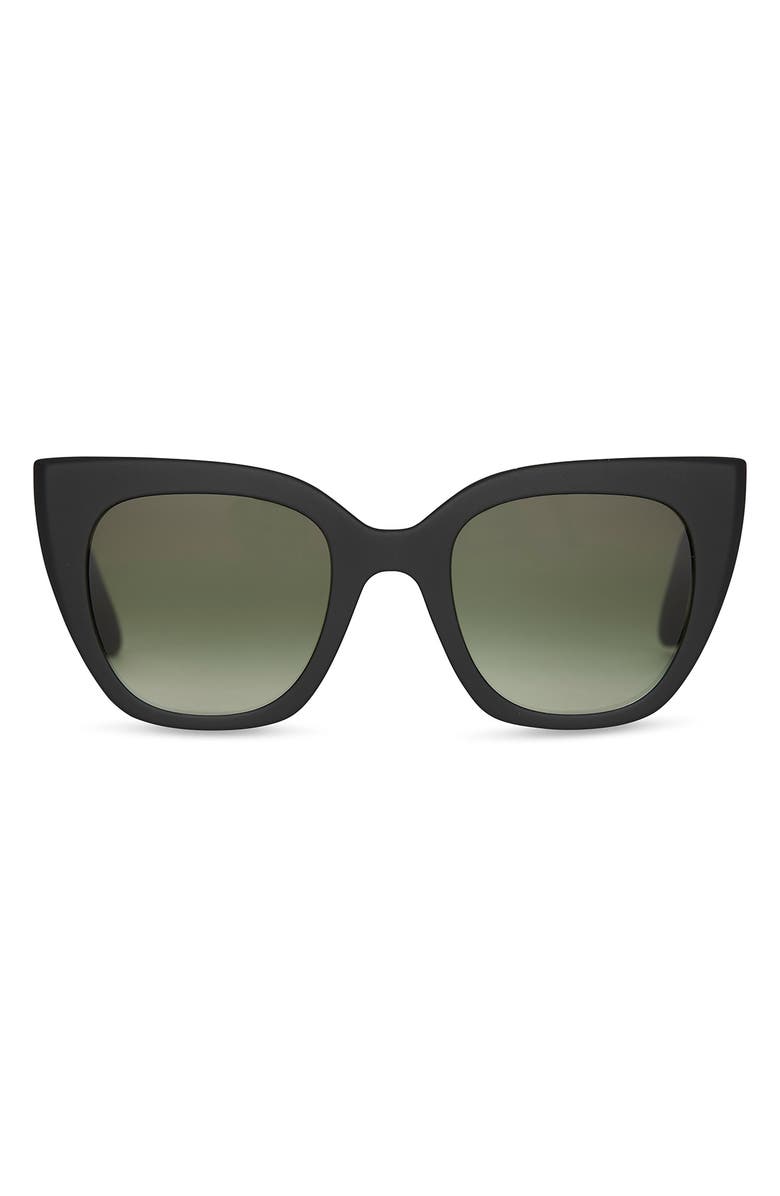 TOMS Sydney 50mm Gradient Small Cat Eye Sunglasses, Main, color, Matte Black