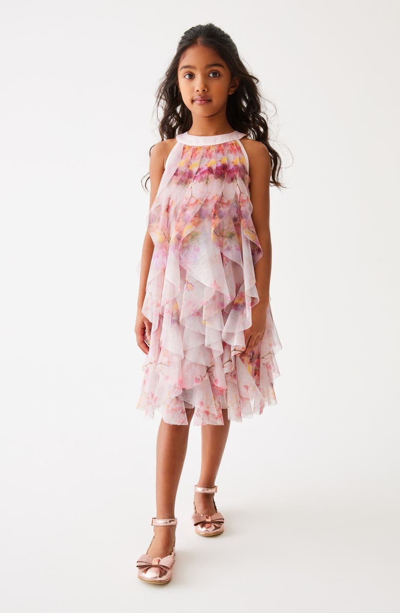 Baker by Ted Baker Kids' Vertical Ruffle Tulle Dress, Alternate, color, 