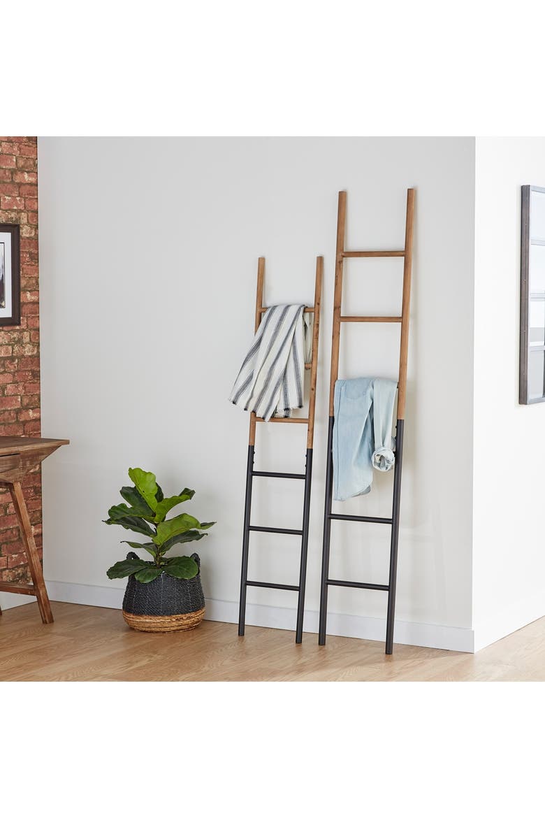 Brown Metal Industrial Ladder - Set of 2, Main, color, BROWN