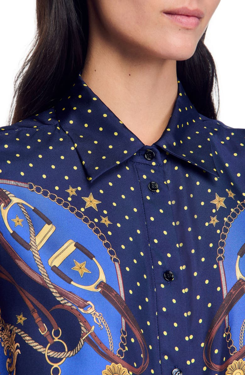SANDRO Patterned silk shirt, Alternate, color, 
