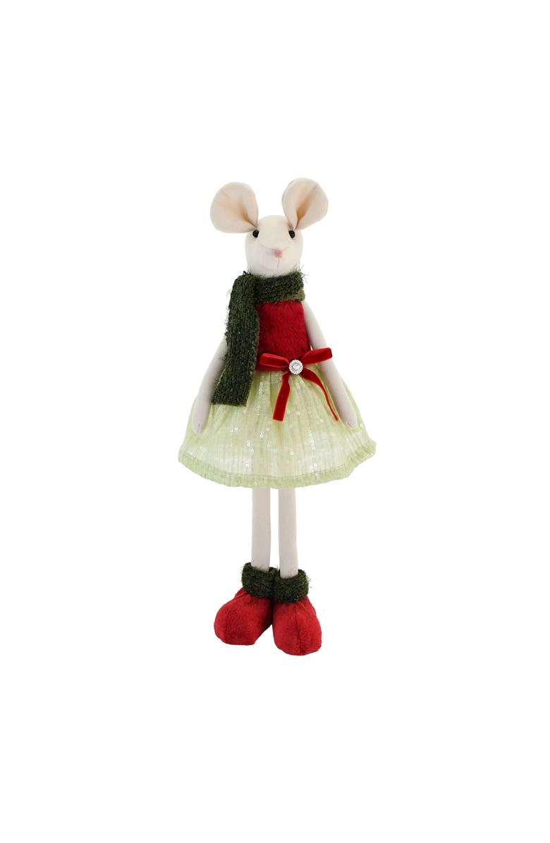 Transpac Plush Standing Mouse Figurine for Christmas Indoor Decor, Main, color, White
