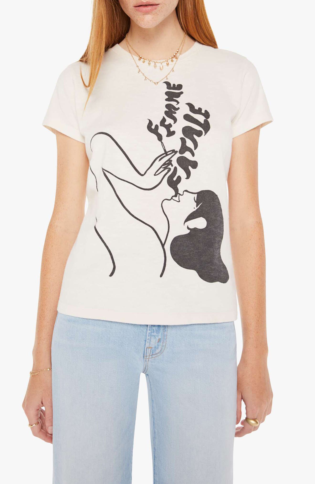 MOTHER The Sinful Embroidered T-Shirt (Women) | Nordstrom